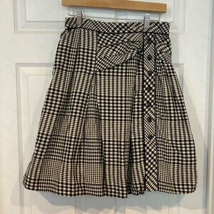 Odille Black and Cream Checkered Midi Skirt